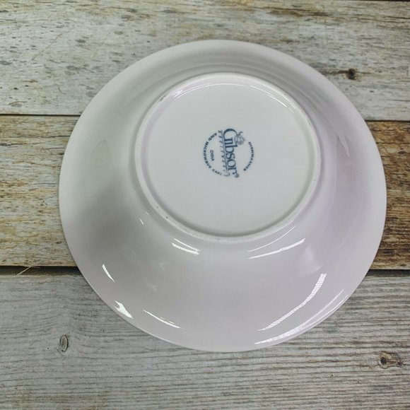 Gibson FOUR SEASONS All White Embossed Fruit Floral Rim Coupe Soup Bowl Set of 4 - Picture 9 of 16